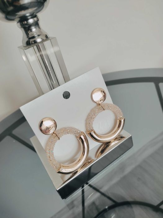 Złote okrągłe kolczyki h&m