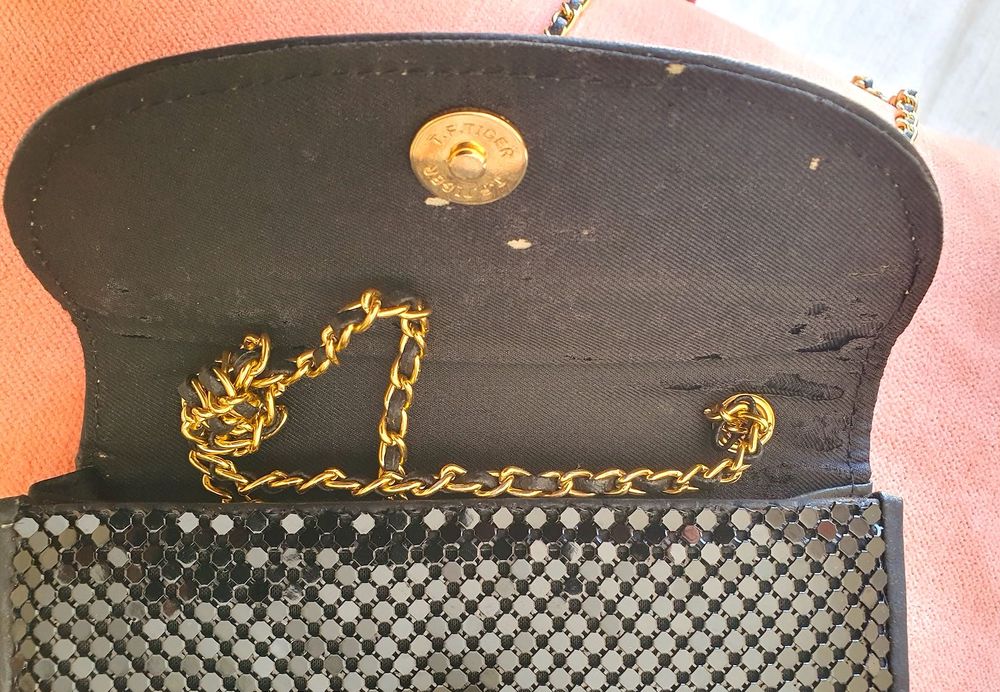 Carteira de cerimónia - malha metálica preta - usada