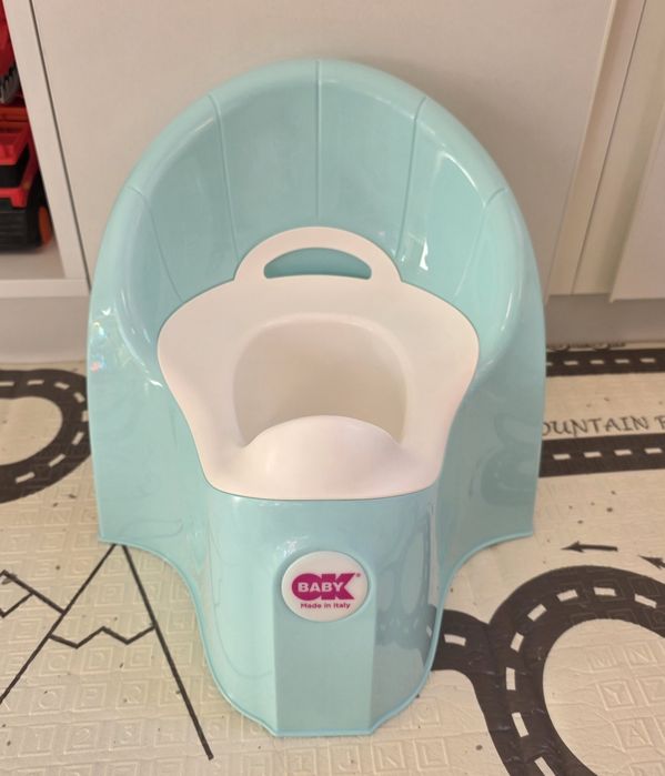 Дитячий анатомічний горщик Pasha, блакитний та наліпки для нього