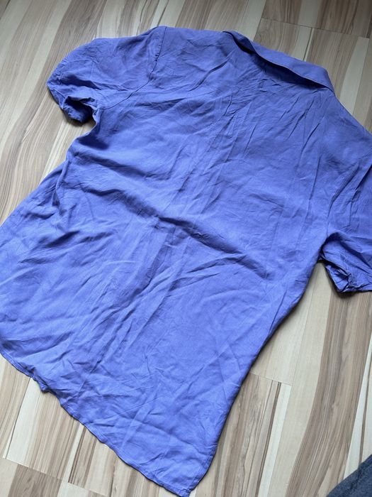Koszula z krótkim rękawem jedwabna M elegancka bufki