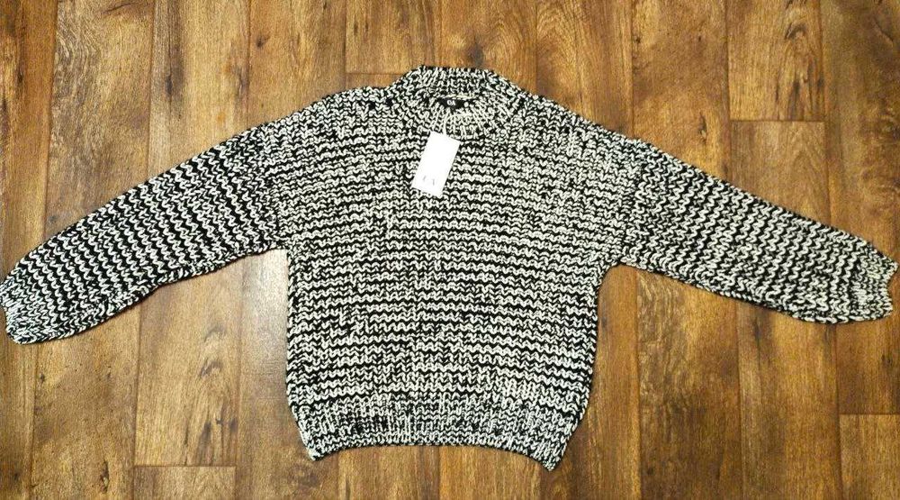 Светр бренду C&A (розмір L), велика в'язка, чорно-білий, максі