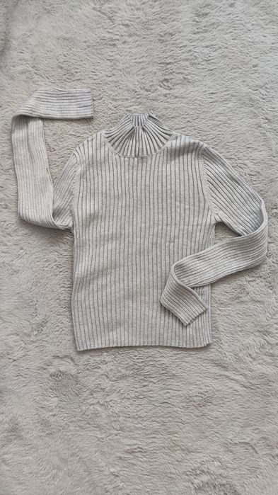 Stradivarius pół golf prążek szary