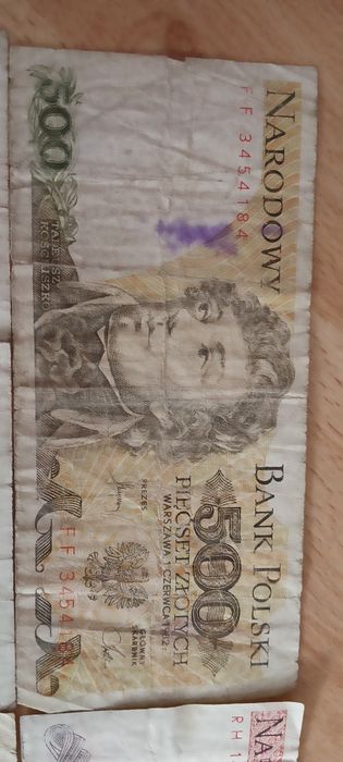 Banknoty 500zł i 100zł z PRL