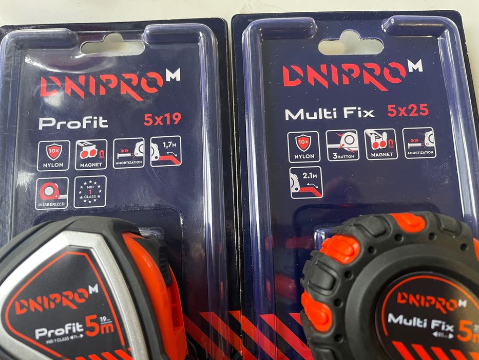 Рулетка Dnipro-M Profit 5 м*19 мм, Multi Fix 5 м*25 мм