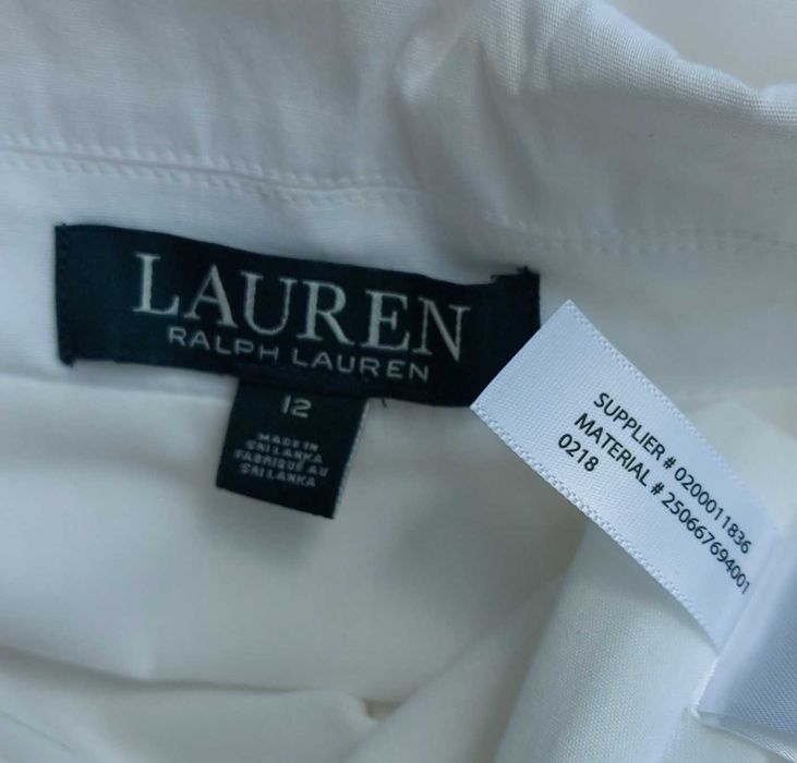 L Ralph Lauren biała plisowana sukienka midi