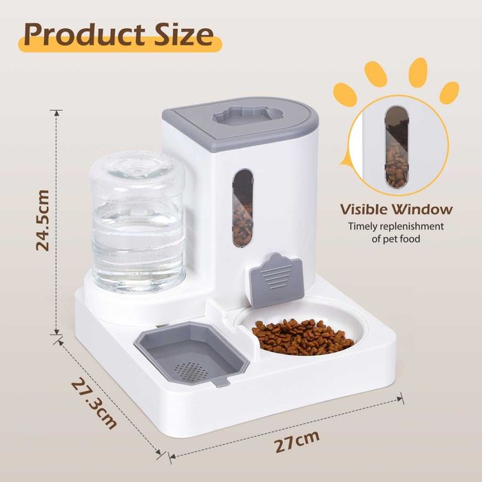 NOVO - Dispensador Automático 2em1 de Comida e Água para Cães e Gatos