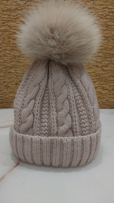 Теплая шапка натуральный песец