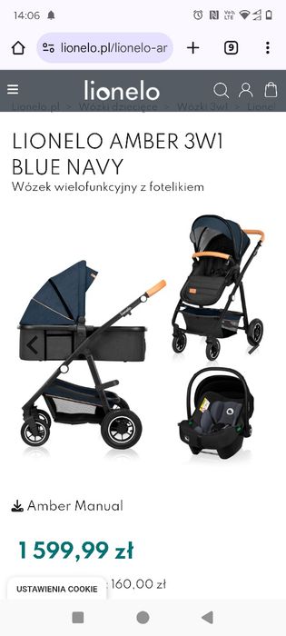 Wózek lionelo Amber 3w1 blue navy