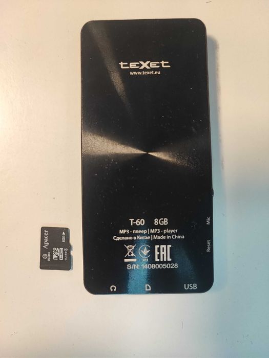 MP3-плеєр Texet T-60 8Gb + microSD 8Gb відмінний стан