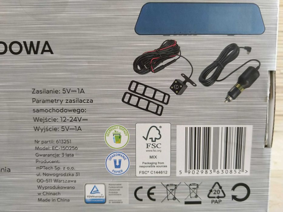 NOWA Samochodowa Kamera Cofania Rejestrator Jazdy Dotykowy 4,8" 150mAh