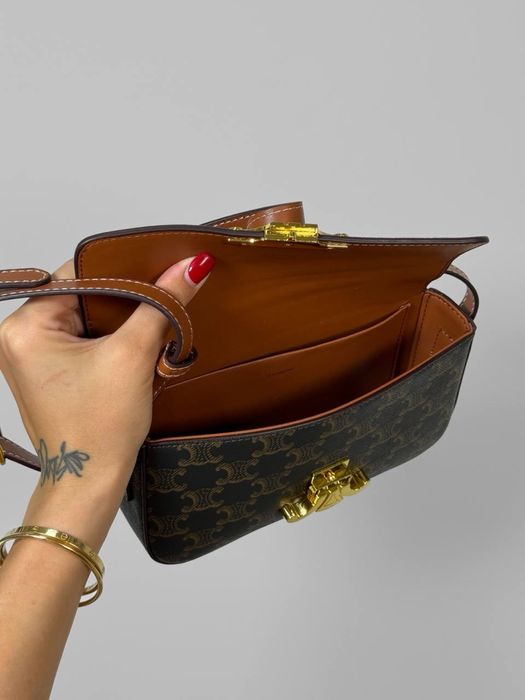 !PREMIUM! Celine Triomphe Canvas Bag Leather елегантна сумочка