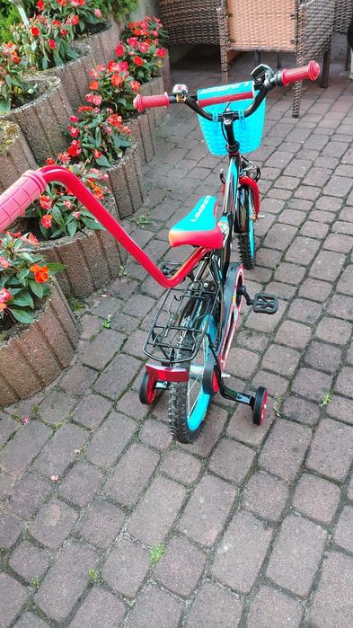 Rower rowerek dla dziecka dla chłopca 16 cali pchacz koszyczek kółka BMX