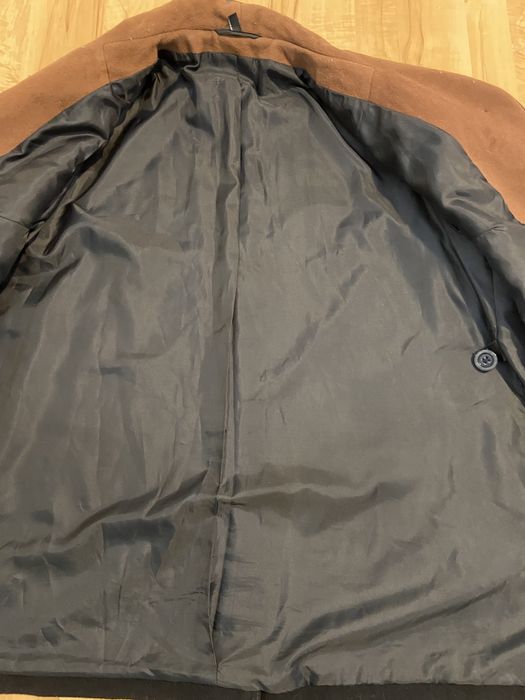 Damski czarny brązowy płaszcz rozm 46 wełna kaszmir litera A brązowy V