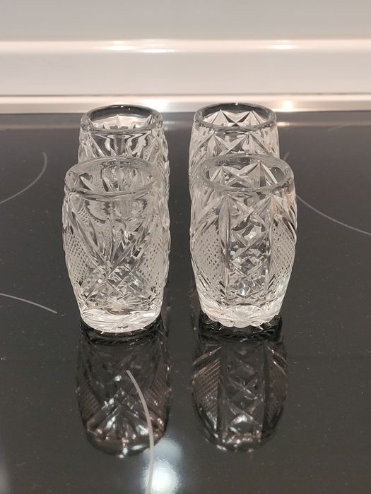 Kryształowe 4 szt kieliszki wódki Huta Hortensja