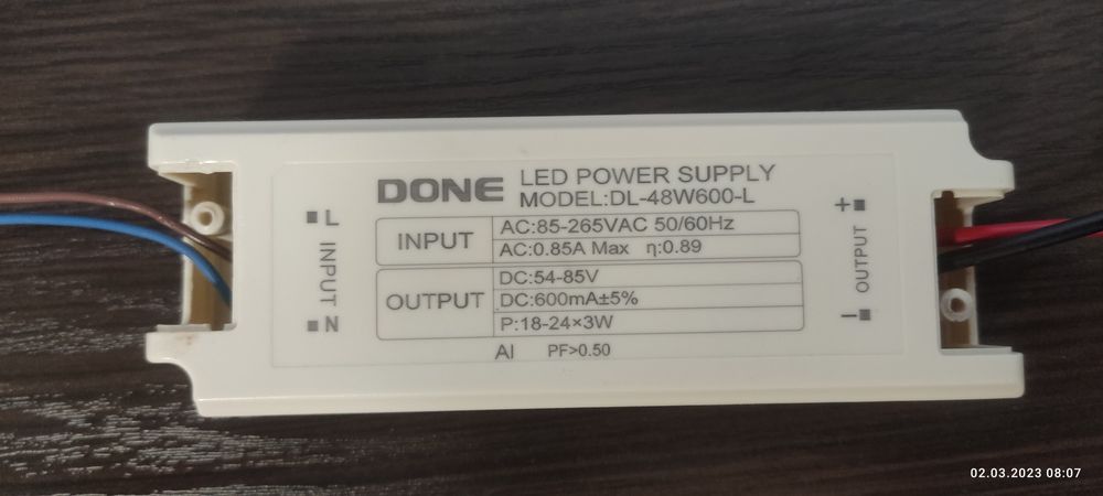 Драйвери LED світильника LM1048-2 шт, DL-48W600-L-1 шт, Optima-1шт.
