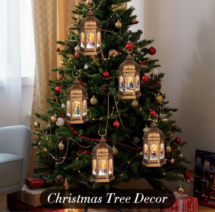 4 Latarnie choinkowe, wiszące lampiony w stylu vintage