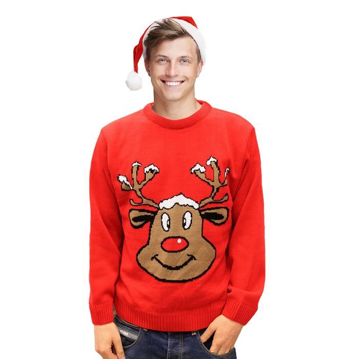 Sweter Świąteczny Renifer Czerwony, rozmiar 3XL