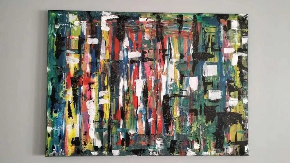 Tela abstrata pintada a acrilico 70x50cm.