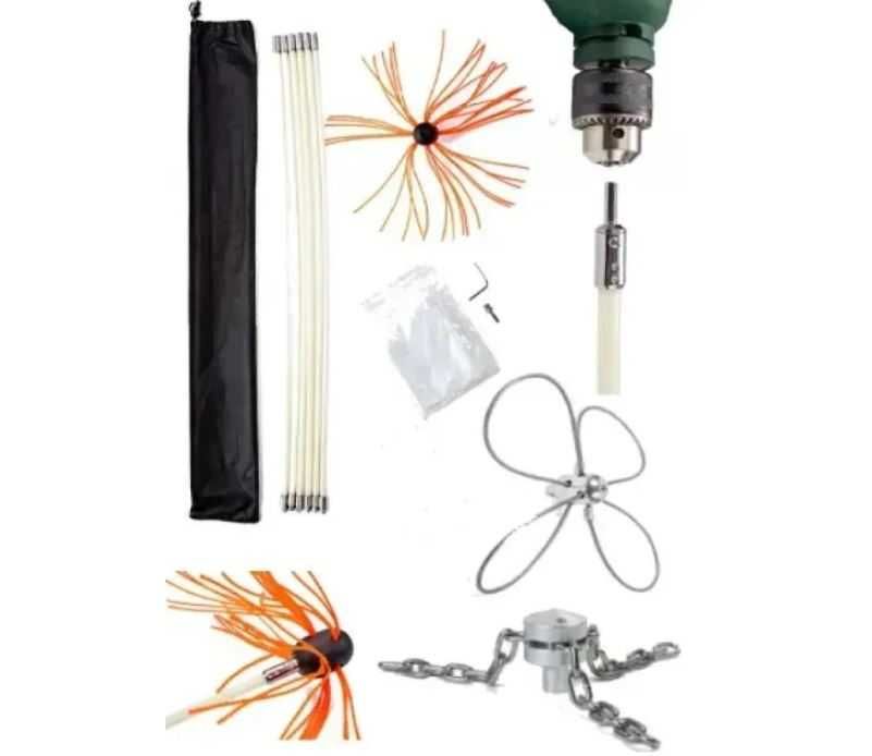 Роторний набір для чищення димоходів TURBO DYM (1 м х 6 шт) + 1 щітка