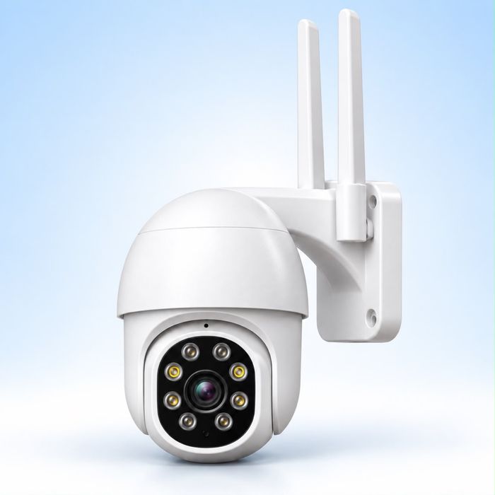 Câmara de Segurança Wi‑Fi Exterior 355° – Visão Noturna e Áudio Bidirecional