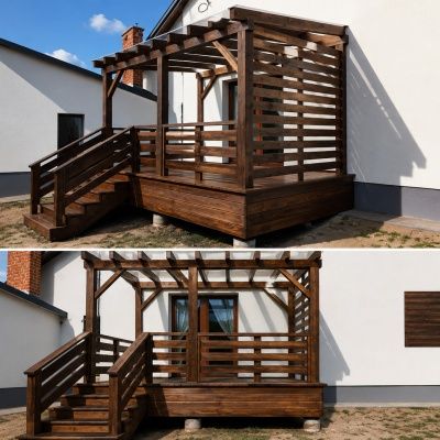 Taras drewniany, zadaszenie tarasu, altana, pergola