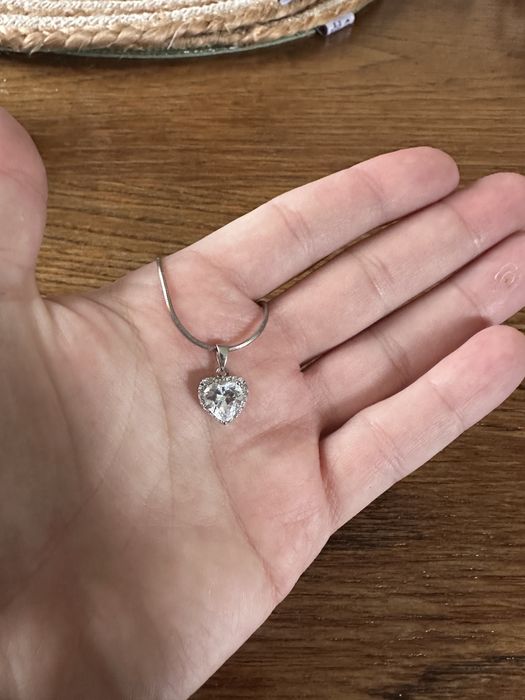 Naszyjnik wisior serce stebrny lancuszek