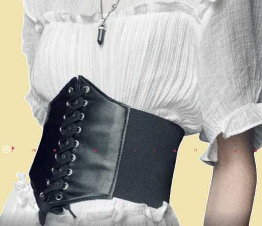 Корсет ремень пояс на талию кожаный черный панк викторианский  резинка