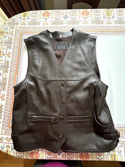 Kamizelka męska z naturalnej skóry brązowa!