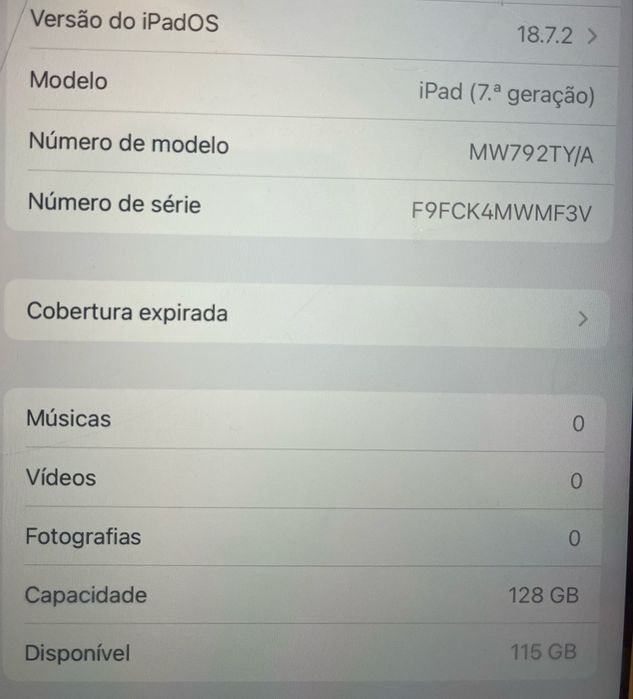 Apple Ipad 7.ª geração 128 Gb + pencil