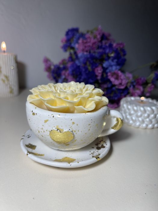 Соєва свічка в гіпсовом кашко- горнятко