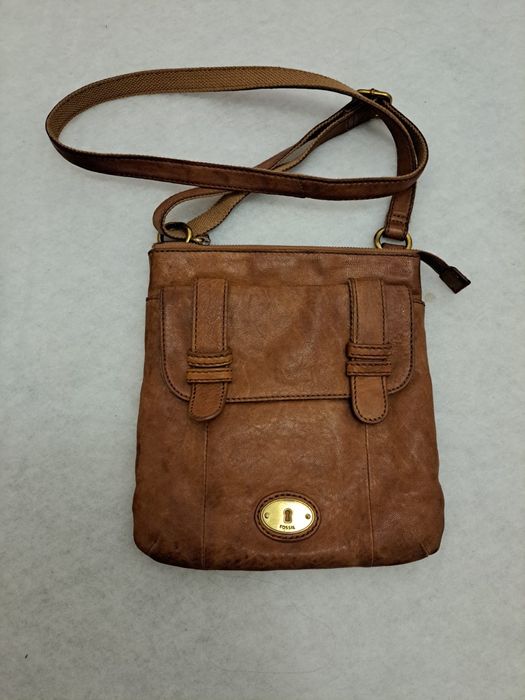 Torebka listonoszka, na ramię, Fossil, damska, skórzana, brązowa