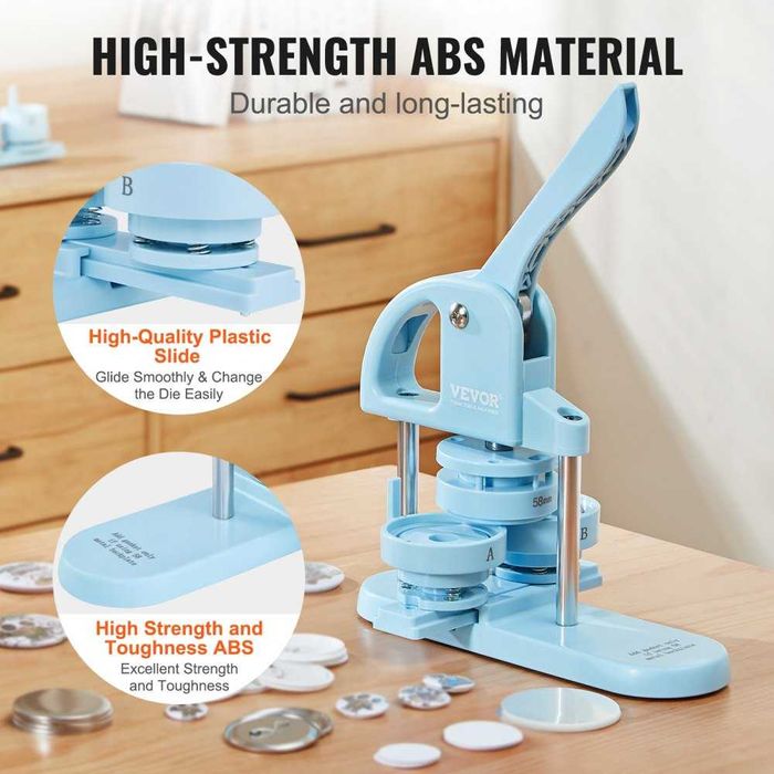 Машина для виготовлення значків 25/32/58 мм 3-в-1, 300 деталей