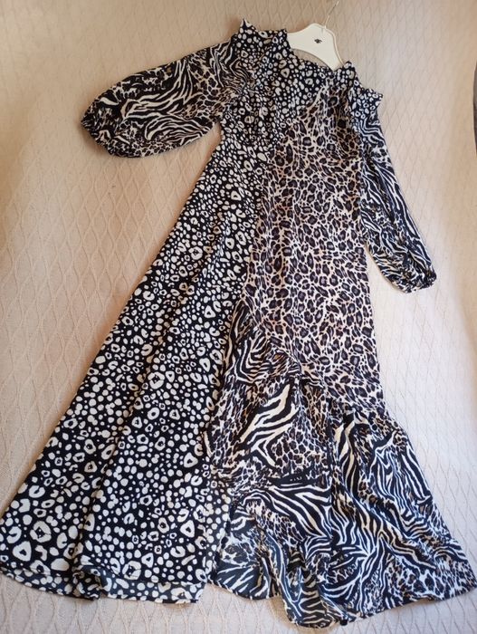 TOPSHOP długa efektowna ciążowa sukienka maxi w panterkę
