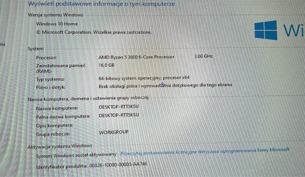Komputer stacjonarny AMD Ryzen 5 / 16GB / 512 SSD