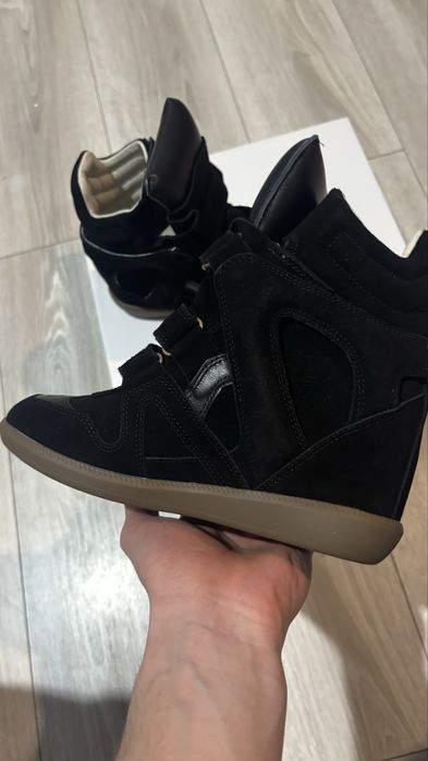 Isabel Marant sneakersy na koturnie - czarne