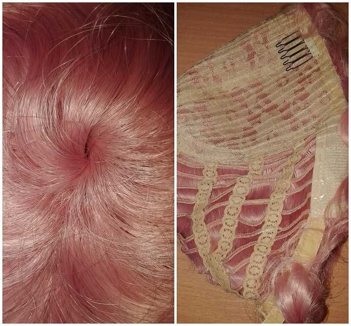 Krótka różowa falowana peruka lata 20ste 30ste cosplay wig sufrażystka