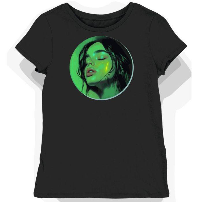 Koszulka damska czarna z nadrukiem Billie Eilish XL