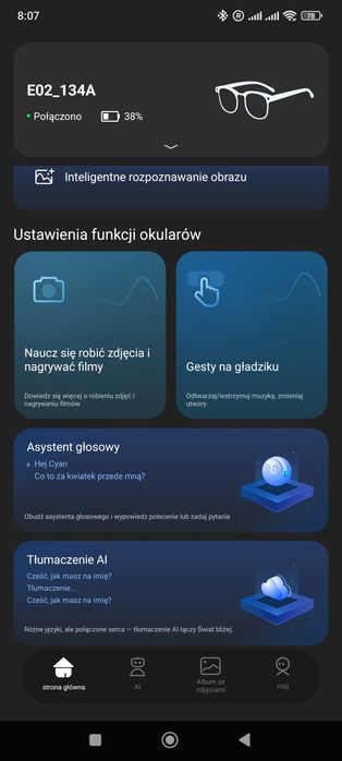 Smart Glasses z AI(Czat GPT)