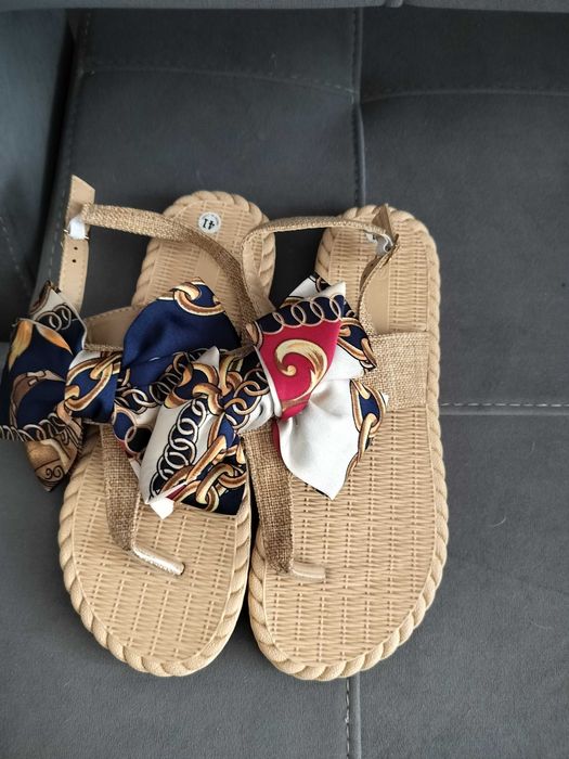 Japonki Buty damskie sandały 41 efektowne kokardki 25,5 cm oddychające