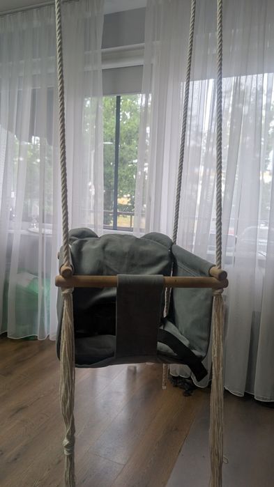 Huśtawka welurowa miś wisząca szara