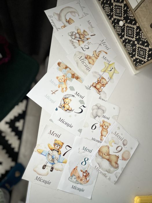 Картки для фото по місяцях, картки для щомісячних фото