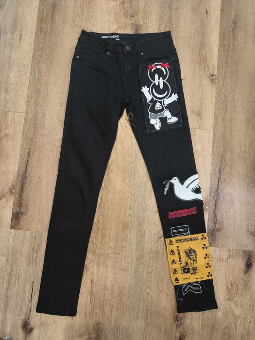 Spodnie DropDead Czarne Dżinsowe Jeansowe Długie Rurki W26