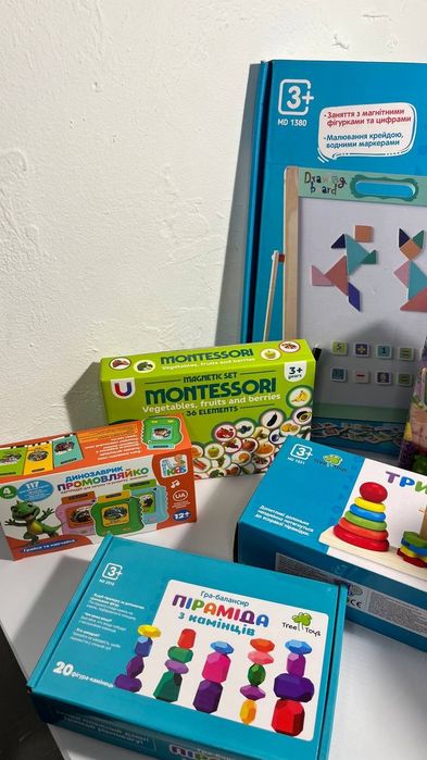 Лот розвиваючих іграшок для дітей 2–5 років | Montessori, пірамідки, і