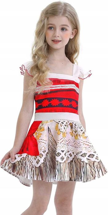 Sukienka dla Dziewczynki Vaiana Strój Hawajski Moana 120 Akcesoria