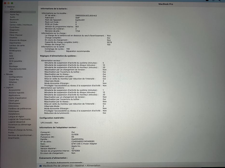 MacBook pro 15’’ i9 16GB RAM 1TB SSD - AZERTY