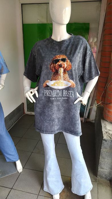 Сіра футболка в стилі тай-дай oversize мальтипу