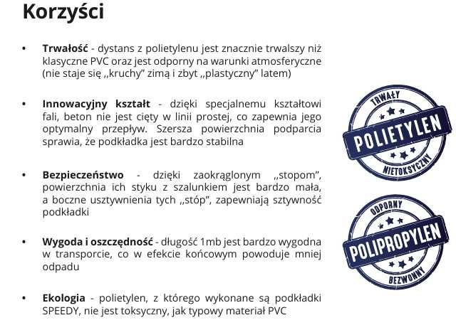 Dystans liniowy pod zbrojenie, polietylenowy, długość 100cm