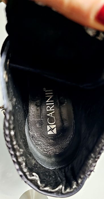 Skórzane czarno-granatowe sneakersy na koturnie, rozm 39