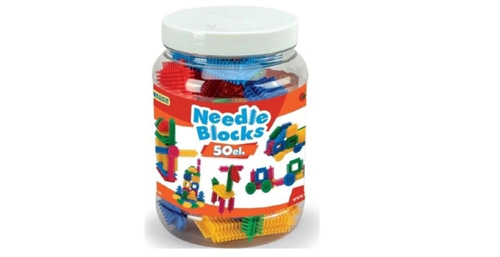 Klocki Jeżyki słoik 50 elementów plastikowe,168x118 mm