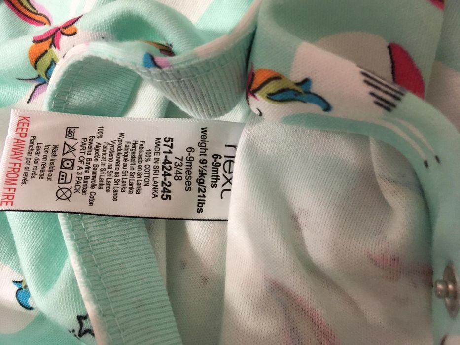 Набор человечек пижамка хлопковый новый 6-9 мес с единорогами